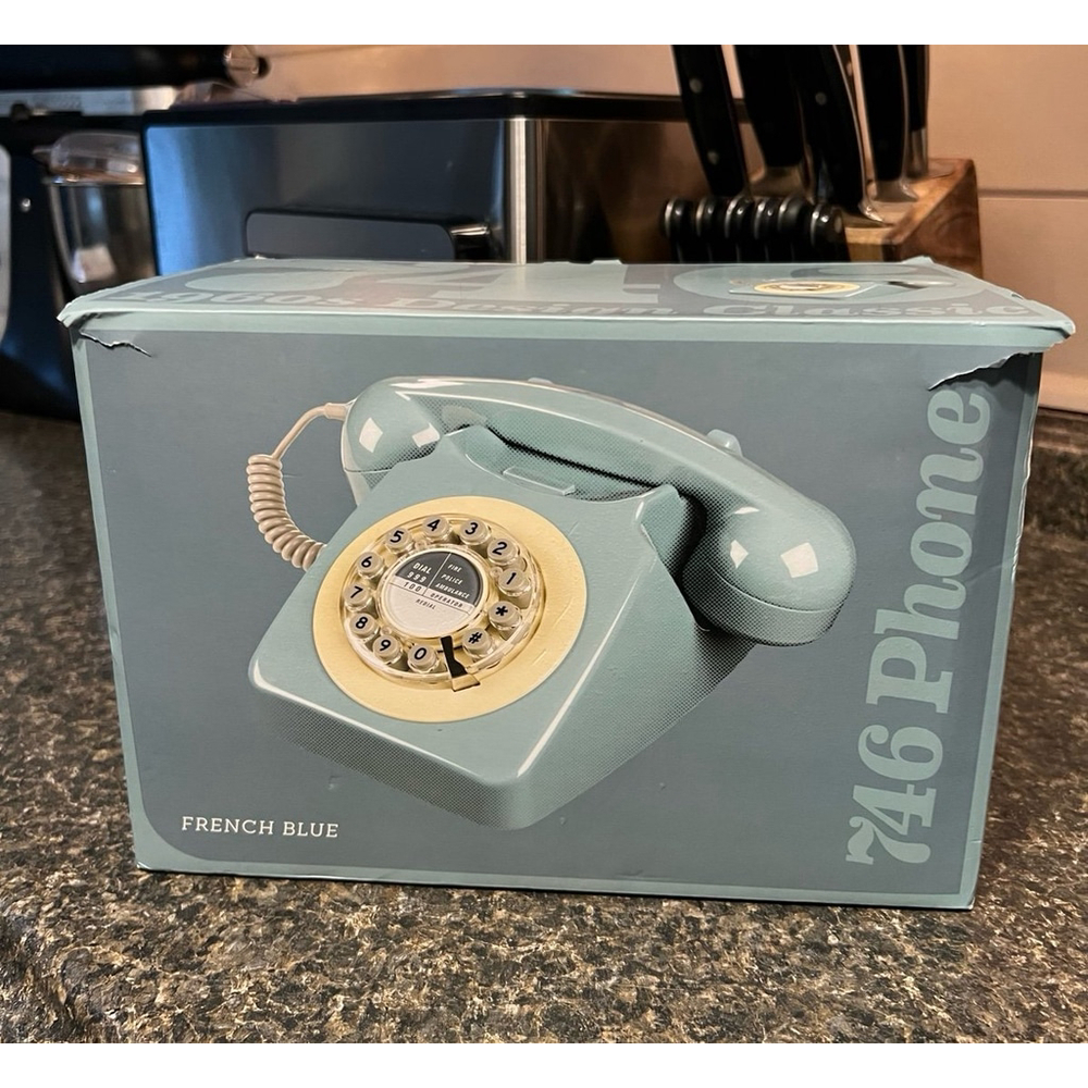 746 Phone Landline French Blue 60s Rotary Design Push Button Retro